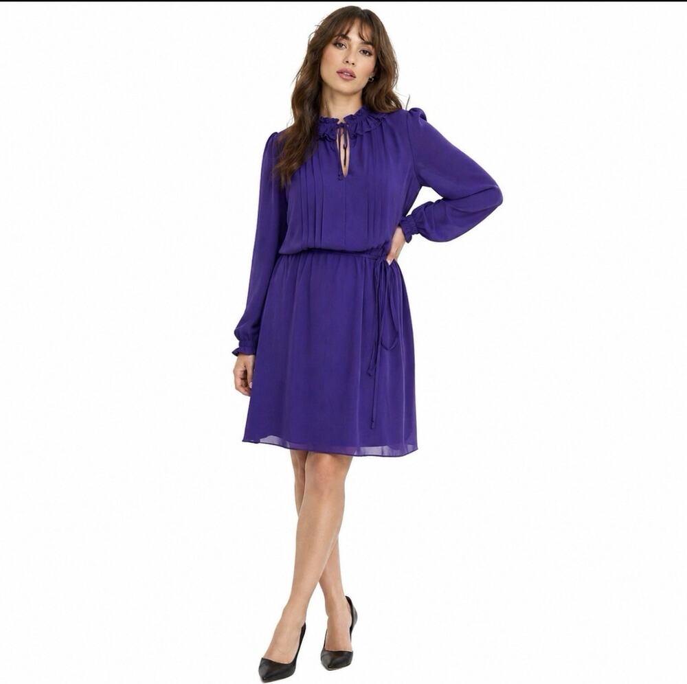 BCBGMAXAZRIA Purple Silk Mini Dress Cocktail Party Evening Size M